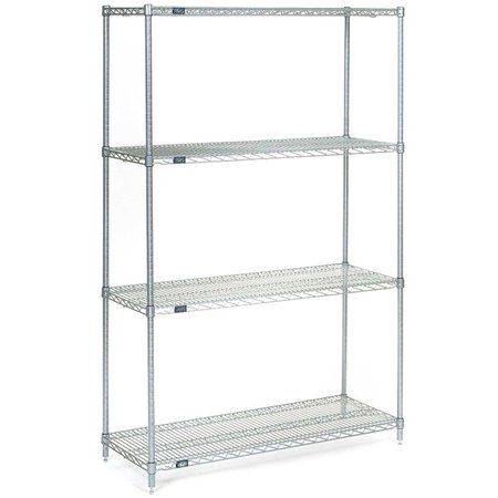 NEXEL 4 Tier Wire Shelving Starter Unit, Stainless Steel, 60W x 24D x 54H 24605S